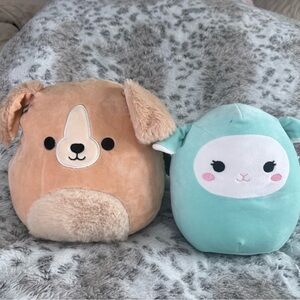 Squishmallows Tan Dog & Mint Green Lamb Plush Duo